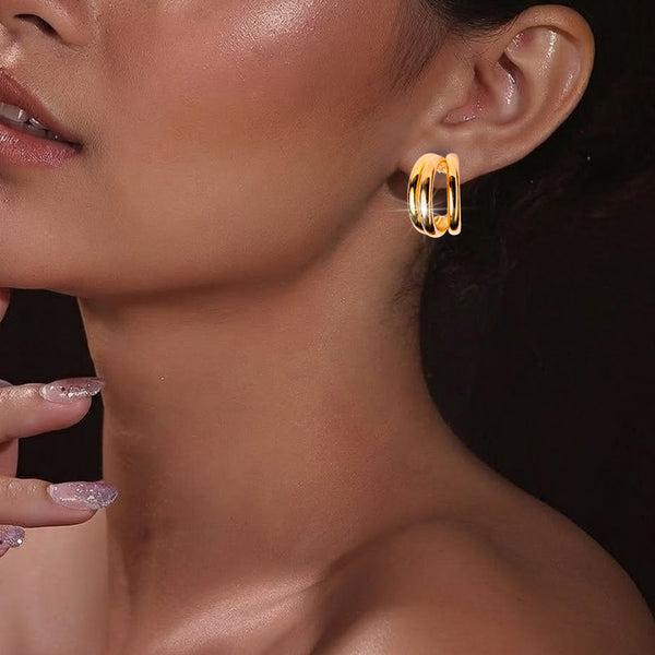 Triple Curved Hoop Earrings