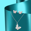 Crystal Butterfly Pendant Necklace & Earrings Set