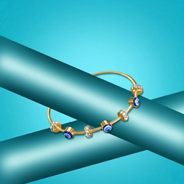 Midnight Evil Eye Bangle Bracelet