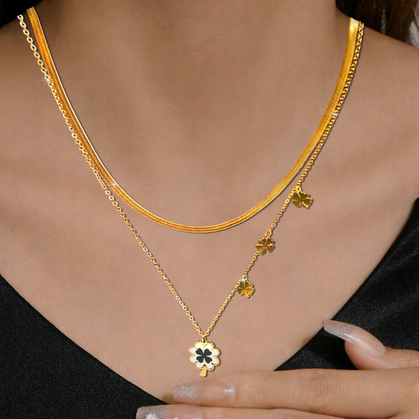 Four-Leaf Blade Chain Necklace
