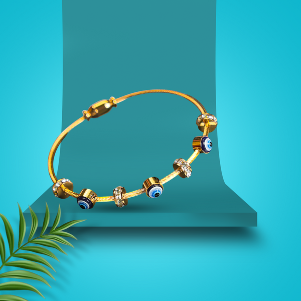 Midnight Evil Eye Bangle Bracelet