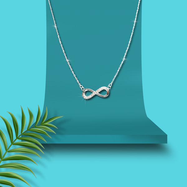 Infinity Love Necklace for Women – Silver Crystal Infinity Pendant Necklace