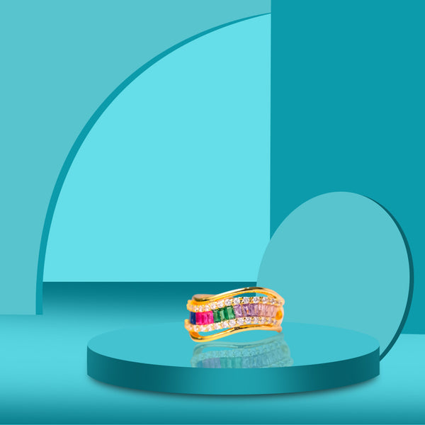 Rainbow Crystal Gold Statement Ring