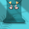 Gold and Silver Heart Drop Earrings
