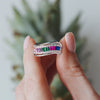 Rainbow Crystal Silver Statement Ring