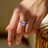 Rainbow Crystal Silver Statement Ring