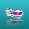 Rainbow Crystal Silver Statement Ring