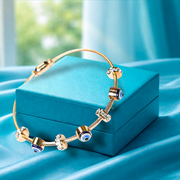 Midnight Evil Eye Bangle Bracelet