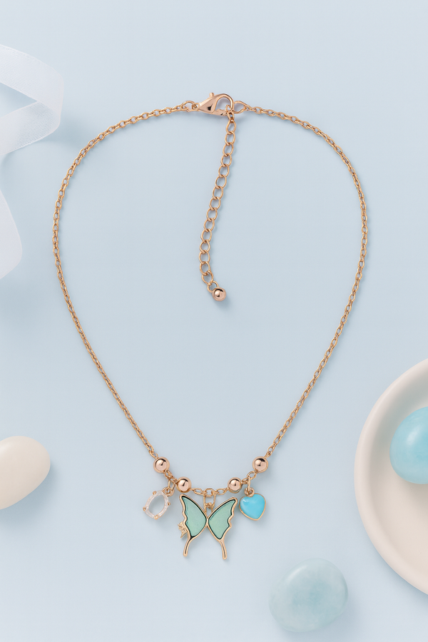 Mint Butterfly Charm Necklace