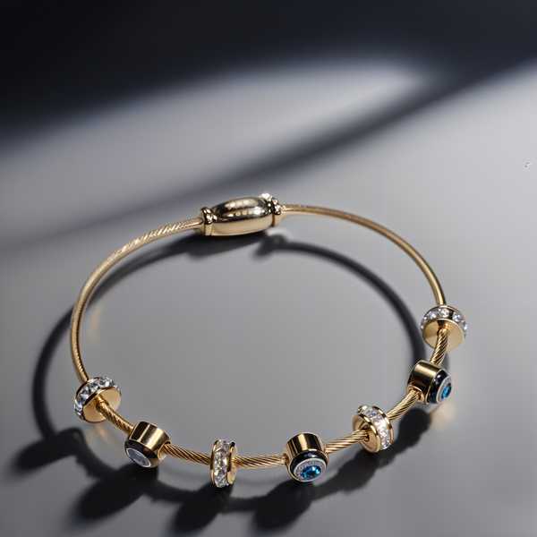 Midnight Evil Eye Bangle Bracelet