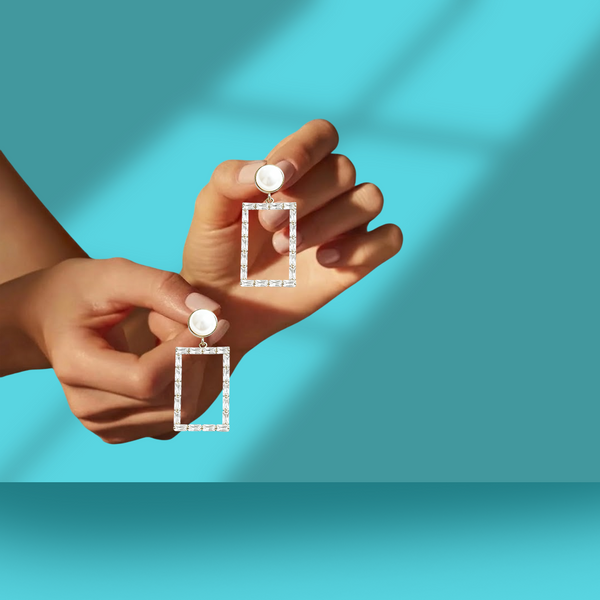 Frame Pearl Drop Earrings