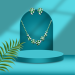 Emerald Crystal Floral Necklace & Earrings Set for Women