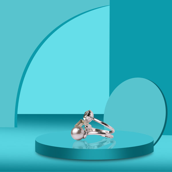 Minimal Pearl Open Adjustable Ring