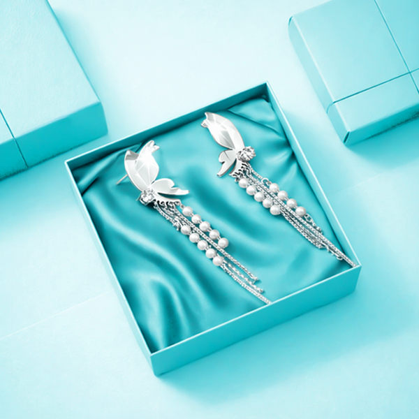 Aurora Butterfly Pearl Drop Earring