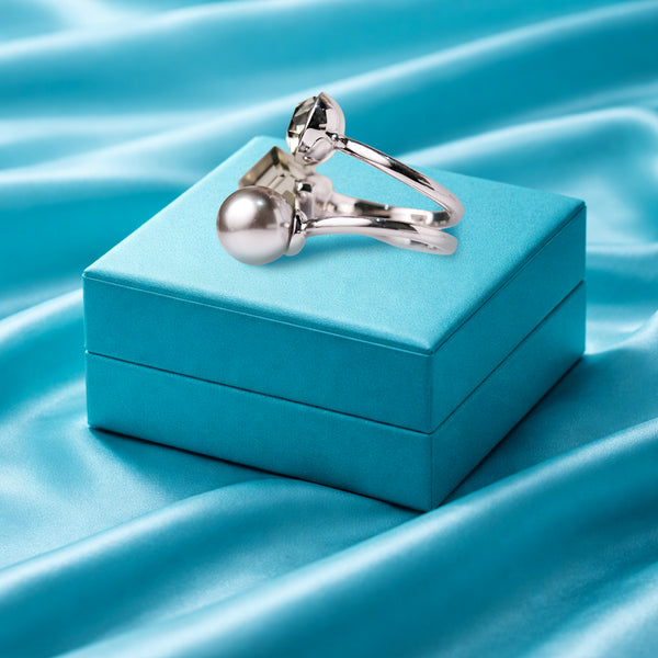 Minimal Pearl Open Adjustable Ring